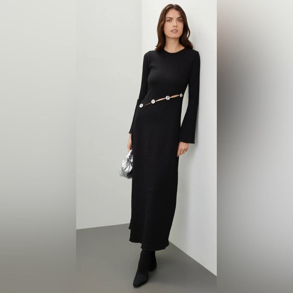 As is RTR 
Simon Miller
Simm Dress Black/Silver Long Sleeve Cut Out sz Xs xSmall